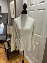 Cream Ribbed Knit Sweater with Side Button Detail - $34.65