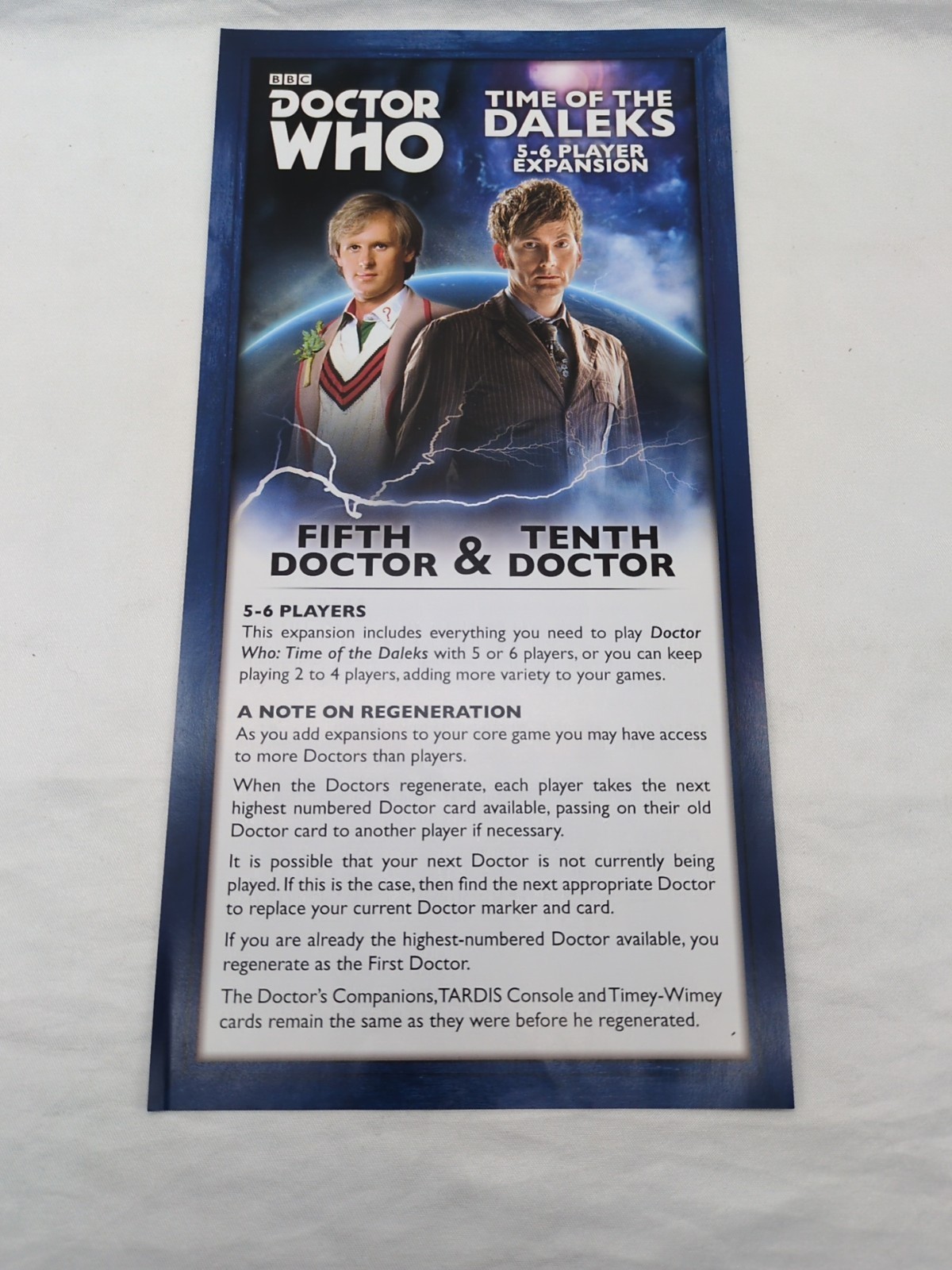 *Sheet Only* Doctor Who Time Of The Daleks 5-6 Player Expansion Fifth An... - $5.93