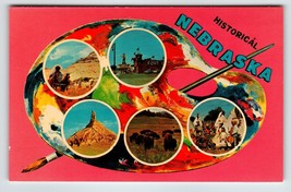 Postcard Greetings From Nebraska Chrome Paint Pallet Paintbrush Historical - £8.63 GBP