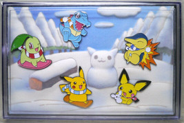 Pokemon pin badge scenery totodile chikorita pikachu Pins set Diorama 2001 japan - £53.09 GBP