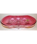 EXQUISITE BOHEMIAN/CZECH ART GLASS CRANBERRY CLEAR 14&quot; STATEMENT BOWL WI... - $163.34