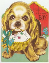 Vintage Birthday Card Cocker Spaniel Dog House For A Fine Boy 1962 - $9.89