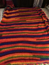 Handmade Crochet BOHO Afghan Vintage Vibrant 68&quot;x52&quot; - $23.75