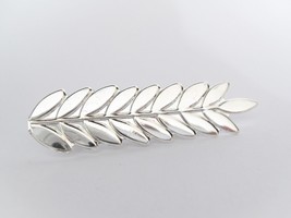 Small silver metal leaf hair pin clip barrette for fine thin hair - £5.46 GBP