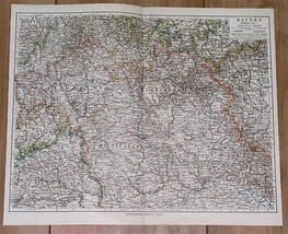 1905 ANTIQUE MAP OF NORTHERN BAVARIA BAYERN / NUREMBERG REGENSBURG GERMANY - $20.71