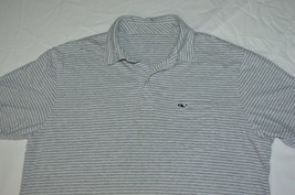 Vineyard Vines Gray Striped Mens Polo Golf Pocket Shirt Men&#39;s S 100% Pima Cotton - £22.63 GBP