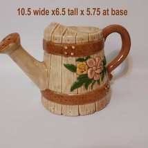 Hand Painted Ceramic Decorative Watering Can Vase Raised Flowers Holds 4... - $29.00
