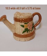 Hand Painted Ceramic Decorative Watering Can Vase Raised Flowers Holds 4... - $29.00