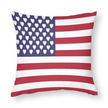 Mondxflaur Heart USA Flag Pillow Case Covers for Sofas Polyester Decorative Home - £8.69 GBP+
