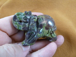 (Y-ELE-740) green brown ELEPHANT gemstone carving figurine love elephant... - £14.01 GBP