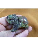 (Y-ELE-740) green brown ELEPHANT gemstone carving figurine love elephant... - $24.32 CAD