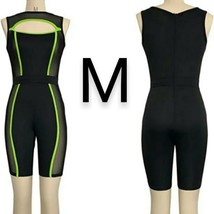 Black &amp; Green Bodycon Romper ~Size M - $21.80