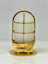 WHITE GLOBE VINTAGE OLD SHIP BRASS BULKHEAD CEILING WALL MOUNT LIGHT FIX... - £110.40 GBP