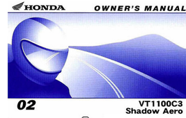 2002 Honda VT1100C3  Shadow Aero Owners Opeators Owner Manual OEM - $31.99