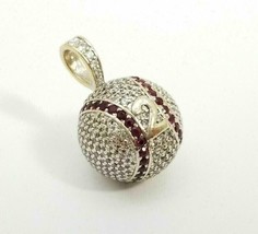 14K Yellow Gold Plated 2.10Ct Round Cut Simulated Diamond Ball Charm Pendent Men - £68.68 GBP