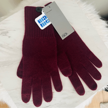 NORDSTROM Cashmere Tech Compatible Gloves, 100% Cashmere, Burgundy Luxury, NWT - £36.10 GBP