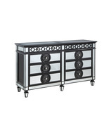68&quot; Black and Silver Solid and Manufactured Wood Mirrored Eight Drawer D... - $1,831.49