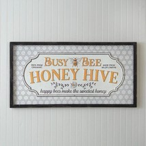 Farmhouse Busy Bee Honey Hive Plaque Wall Sign With Frame - £71.00 GBP