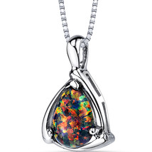 Sterling Silver 1.00 Carat Black Opal Equerre Necklace - £67.92 GBP