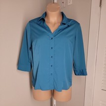 Covington Button Up Collared Shirt ~ Sz 16W-18W ~ Blue ~ Long Sleeve - $20.69