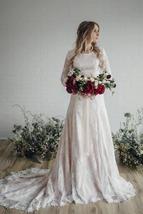 Boho Long Sleeve Lace Wedding Dresses Vintage Rustic Bridal Gowns - £191.41 GBP