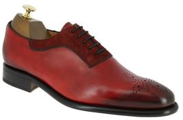 Oxford Burnished Brogues Toe Maroon Party Wear Genuine Leather Stylish Shoes - £119.87 GBP+