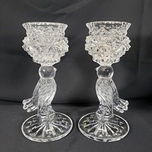 Vintage Pair of Hofbauer Byrdes Lead Crystal Bird Candle Stick Holders W Germany - £40.99 GBP