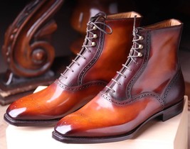 Handcrafted High Quality Leather Men Ankle Boots, Patina Finish Dress Bo... - €146,93 EUR+