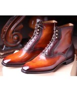 Handcrafted High Quality Leather Men Ankle Boots, Patina Finish Dress Bo... - £131.17 GBP+