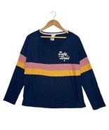 Lucky Brand Top Womens Large Blue Stripes Long Sleeve Retro Cozy Super Soft - $36.13 CAD