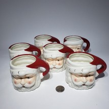 Set of 6 Pottery Barn Winking Santa Claus Mug Coffee Hot Cocoa 3&quot; Christmas - £67.23 GBP