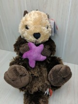 Wild Republic K&amp;M Plush sea river otter soft toy holding purple starfish - £11.86 GBP