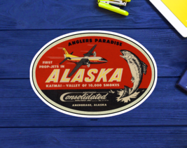 Alaska Katmai Valley Fishing Travel Decal 3.9&quot; Sticker Anchorage Anglers Vintage - £4.36 GBP