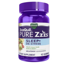 PURE Zzzs De-Stress &amp; Sleep Melatonin Sleep Aid Gummies Blackberry Vanil... - £44.23 GBP