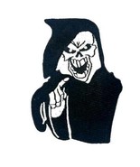 GRIM REAPER WANTS YOU IRON-ON / SEW-ON EMBROIDERED PATCH 2 5/8 " X  3 1/2" - $4.99