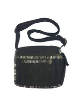 Decorated 563 Crossbody Bag Purse Black &amp; White Border 100% Cotton - $25.50