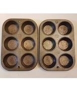 Ekco Ovenex LOT Muffin Tin Baking Pan X-60 Waffle Pattern MCM VTG Metal ... - £15.72 GBP