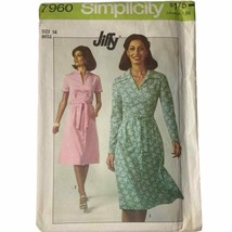 1977 Simplicity 7960 Misses Dress 14 Cotton Knit Silk Broadcloth Wool Linen - $9.87