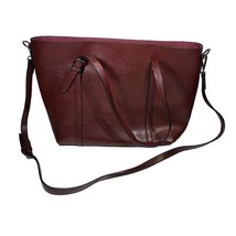Faux Leather Burgundy Tote Bag Computer Bag Office Double Handle - $27.00