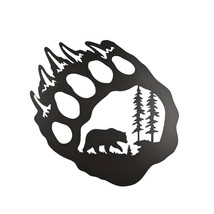 Black Bear Paw Laser Cut Nature Scene Metal Wall Hanging Forest Lodge Decoration - £30.69 GBP