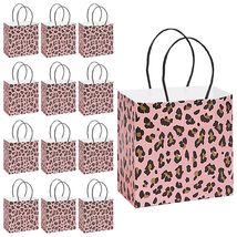 HOME &amp; HOOPLA Pink Lipstick Wild Leopard Print Paper Gift Bags and Party... - $17.99