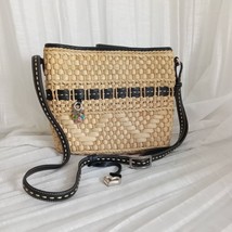 Brighton Shoulder Bag Wicker Brown Leather CHARMS + Silver Heart Purse P... - $42.75