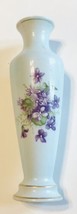 Norleans Violet Viola Flower Bud Vase 8&quot; Tall vtg Light Blue Purple Floral Japan - £14.71 GBP
