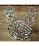 Imperial Candle Holder Clear Crystal Double Cone Base Laced Edge 4.5&quot; - $12.11 CAD