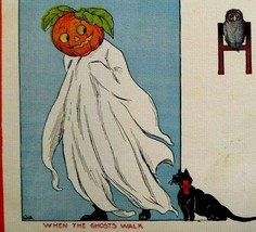 Halloween Postcard Gibson When The Ghosts Walk Bernard Wall 1914 Vintage - £76.63 GBP