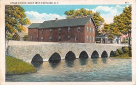Cortland New York~Stone Bridge Built In 1852 Postcard - £5.85 GBP