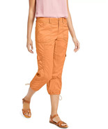 Style &amp; Co Women Cargo Capri Pants Sz 16 Midrise Relaxed Fit Orange Wave... - £28.46 GBP