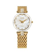 FACET STRASS Brilliant-Cut Gold Plated Swiss Quartz Watch 15mm Band MOP ... - $782.03 CAD
