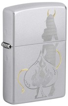 Devil Girl With Ace Of Spades Zippo Lighter Satin Chrome - $28.99