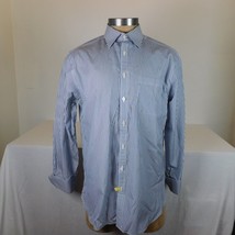Charles Tyrwhitt Mens Classic Fit Non-Iron Shirt Blue Stripe French Slee... - £26.65 GBP